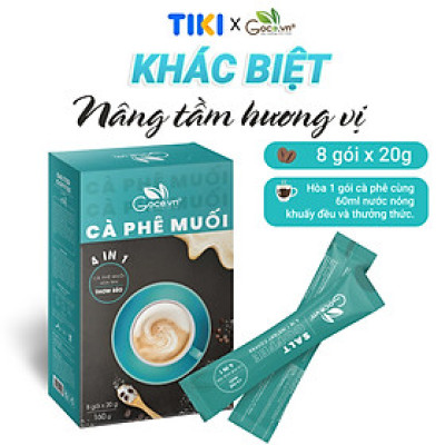 Salted Coffee Goce.vn - Cafe Muối hòa tan 4 trong 1 - 160g (8 gói x 20g)