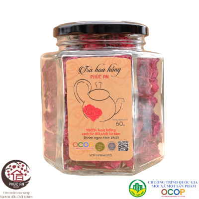 [ OCOP 3 SAO - Đặc Sản Vùng Miền ] Trà Hoa Hồng Phúc An 60gr , giúp giảm căng thẳng, bí quyết khỏe đẹp của các quý cô - Phúc An House