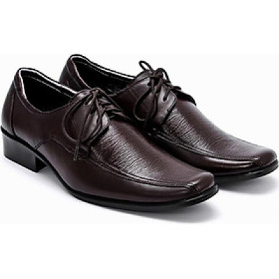 Giày da nam Huy Hoàng da bò màu nâu đỏ HT7112