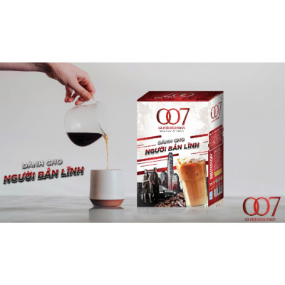 Cafe Hòa Tan 007 3in1 Gu đậm Dành  cho Người Bản Lĩnh 18 gói VỊ MẠNH NHÂN ĐÔI