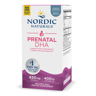 Nordic Naturals Prenatal DHA 180 viên nang mềm, Axit béo Omega + Vitamin D 400 IU, Hỗ trợ thai kì và thai nhi phát triển - Hàng Chính Hãng