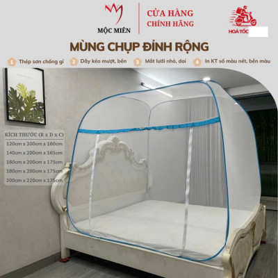 Màn Chụp Cao Cấp Mộc Miên Đỉnh Rộng - Kích thước 1,8mx2m Không Hoạ Tiết ( Hà Nội )