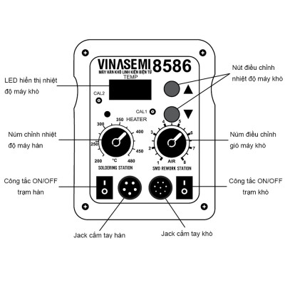 Vinasemi 8586 Máy Hàn Khò 750W Tự Ngắt