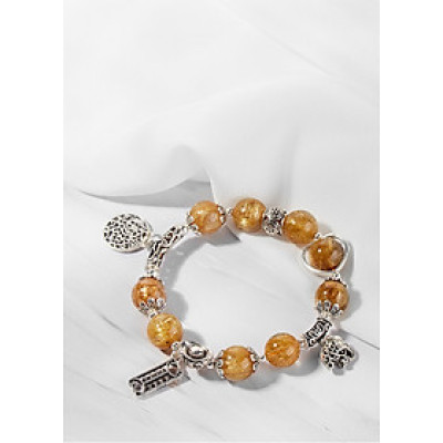 Vòng thạch anh tóc vàng AAA+ charm bạc Ngọc Quý Gemstones