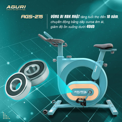 Xe đạp tập tại nhà AGS-215 khung sườn vững chãi, tay cầm đa chấu, đồng hồ thông minh, vòng bi NBK Nhật, tải trọng 150kg
