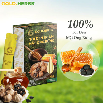 Tỏi đen ngâm mật ong rừng GoldzHerbs, 100% mật ong nguyên chất – Hũ 300g/ Hộp 15 gói
