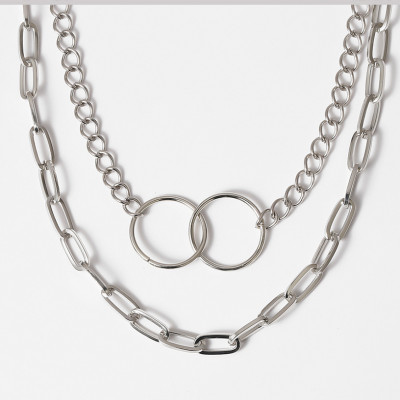 Dây chuyền vòng cổ nam nữ phối vòng tròn punk rock cá tính