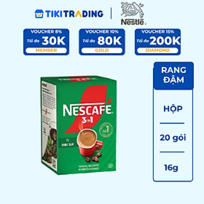 Cà phê hoà tan NESCAFÉ 3IN1 VỊ RANG ĐẬM - công thức cải tiến (hộp 20 gói x 16g)