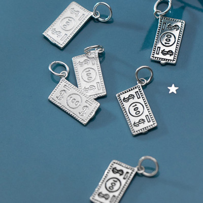 Combo 2 cái charm bạc tiền giấy 100 đô la treo - Ngọc Quý Gemstones