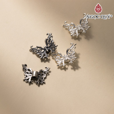 Charm bạc hình con bướm xỏ ngang - Ngọc Quý Gemstones