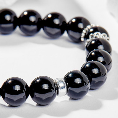 Vòng Tay Phong Thủy Đá Obsidian Phối Charm Cung Hoàng Đạo Thiên Yết (8mm) Mệnh Thủy, Mộc Ngọc Quý Gemstones