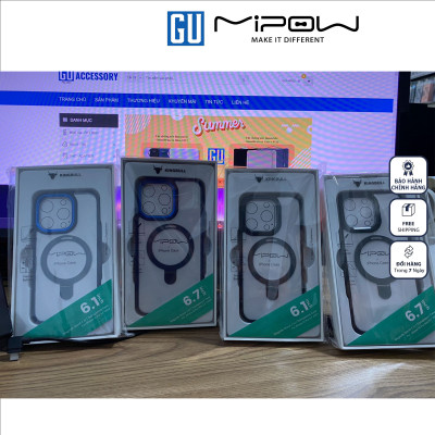 Ốp Lưng Trong Suốt Mipow Ring Holder iPhone 15 Pro/Pro Max Hàng Chính Hãng