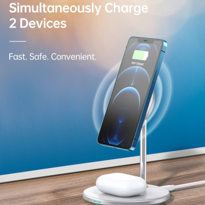 Đế sạc Choetech T581-F không dây 2in 1 dùng cho i-p và Air-pods (hàng chính hãng)