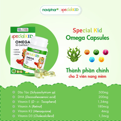 [Hộp 30 viên] Viên nang Special Kid Omega Capsules - Hỗ trợ hệ thần kinh, tăng khả năng tập trung và trí nhớ, nâng cao thị lực, tốt cho tim mạch của trẻ