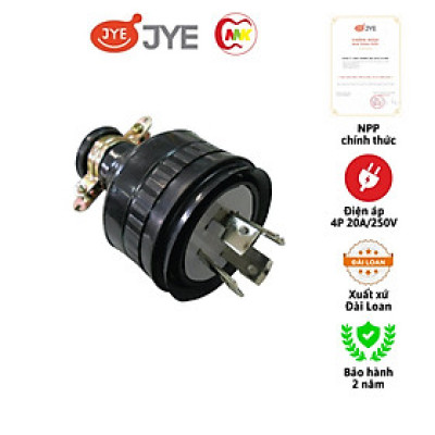 Phích cắm điện 4 chấu Locking JY-7420 RB 4P 20A 250V JYE Hàng Chính Hãng 