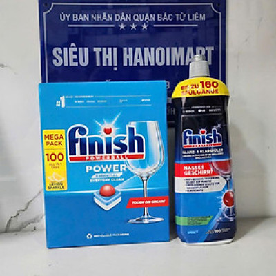 Combo Viên rửa bát Finish 110 viên+  Nước làm bóng finish 750ml dùng cho máy