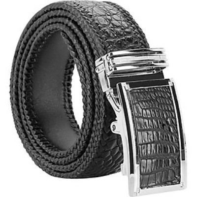 Thắt Lưng Nam Da Cá Sấu Đan Viền Bản Lớn Huy Hoàng HT4288 - Đen