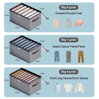 Hộp Vải Đựng Quần Áo Chia Ngăn, Khay Đựng Đồ Lót, Tất Vớ,Có Nắp Gấp Gọn Tiện Lợi - HÀNG CHÍNH HÃNG MINIIN