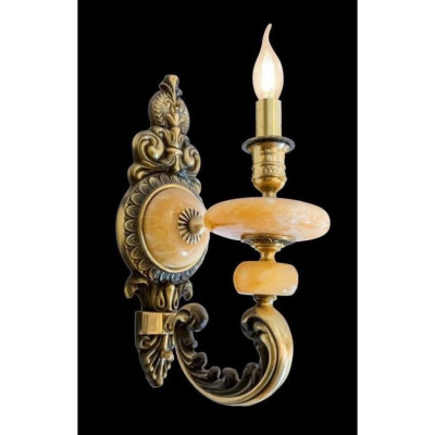 100% Đồng thuần chất Đèn tường đồng đế đá sa thạch 3 mẫu, đèn tường nến đồng tân cổ điển, kèm bóng led DT