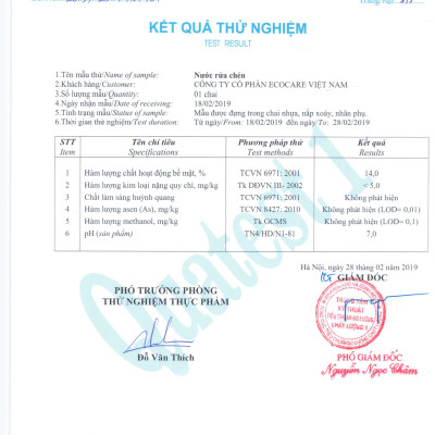 Nước rửa chén hữu cơ Bồ hòn Ecocare tinh dầu Vỏ Cam 2000ml