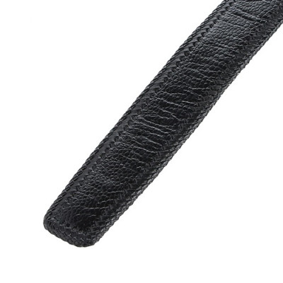 HJ4459-63-67-71 - Dây nịt nam da đà điểu đan viền bản lớn đầu kim màu đen, nâu đất, vàng bò, nâu đỏ