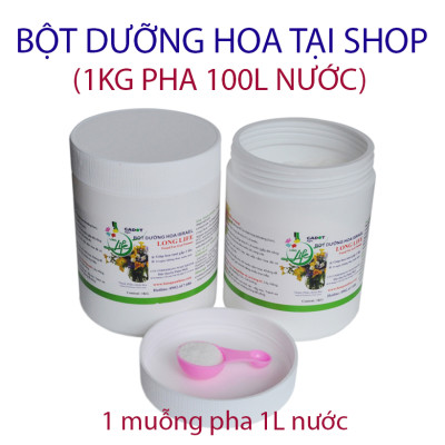 Thuốc cắm hoa lâu tàn Longlife SG nhập khẩu Israel (dạng bột Hủ 1 KG pha 100 L nước) giúp hoa cắm xốp tại Shop Hoa Florist tươi gấp 2 lần và hạn chế thay hoa định kỳ