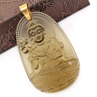 Mặt dây chuyền Đại Thế Chí Bồ Tát đá Obsidian 3.6cm MPOB4 - phật bản mệnh tuổi Ngọ - Mặt size nhỏ