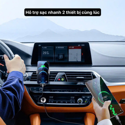 Củ sạc xe hơi Li-Top QC22 công suất 100W sạc siêu nhanh phù hợp các loại ô tô, có QR check hàng chính hãng