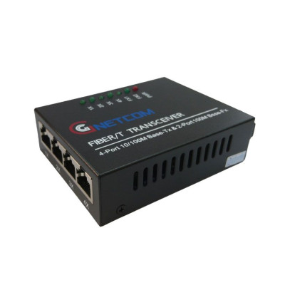 Switch quang chuyển tiếp Gnetcom HL-2F4E-SC | 2 port fiber,4 lan 10/100MB - Hàng Chính Hãng