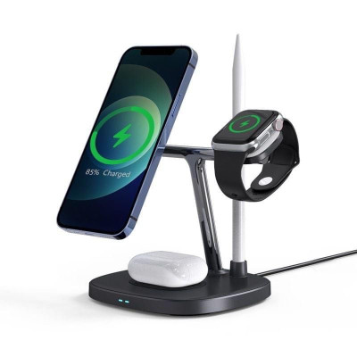 Sạc Không Dây Wiwu Power Air M8 4 In 1 Dùng Cho Iphone, Pencil, Alpple Watch, Tai Nghe Sạc Nhanh 15W - Hàng Chính Hãng