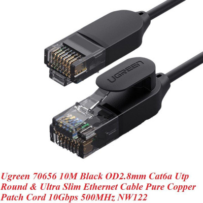 Ugreen UG70656NW122TK 10M 10Gbps 500MHz cat6a màu đen siêu mỏng OD2.8mm cáp mạng Utp LAN Ethernet toàn đồng - HÀNG CHÍNH HÃNG