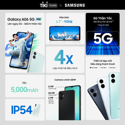 Điện thoại Samsung Galaxy A06 5G - Đã kích hoạt bảo hành điện tử - Hàng chính hãng