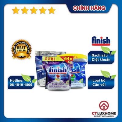 Viên rửa chén bát Finish Quantum Max loại 36 viên, 60 viên - Hàng chính hãng 
