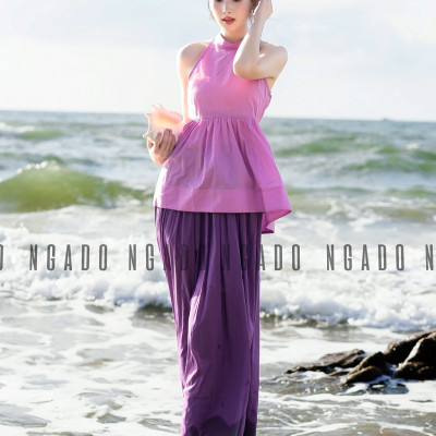 Áo yếm hồng NGADO , áo kiểu nữ , áo thiết kế