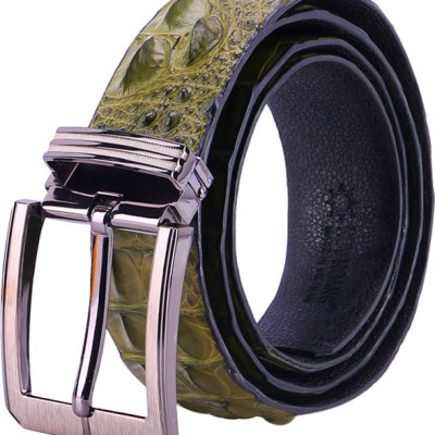 Thắt Lưng Nam Da Cá Sấu Nguyên Con Đầu Kim Bát Gài Huy Hoàng HT4741 - Rêu