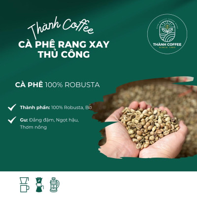 [THỬ NGAY] 500g Cà phê Bột 100% Robusta Rang xay Thủ công - Đậm đắng, Hậu ngọt, Thơm - Thành Coffee