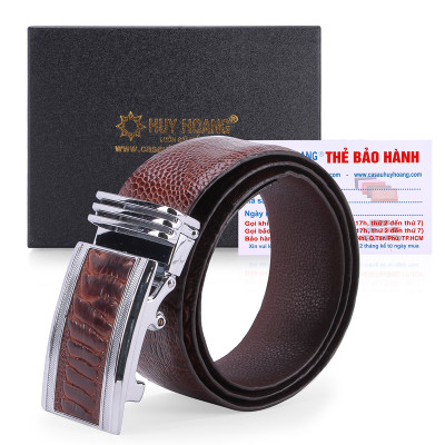 Thắt Lưng Nam Da Đà Điểu Bản Lớn Trơn Huy Hoàng HT4428 - Nâu Đỏ