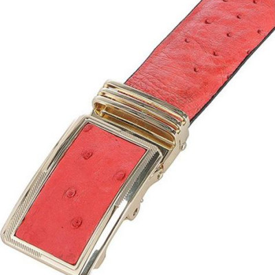 Thắt lưng nam da đà điểu Huy Hoàng da hột màu đỏ HT4480