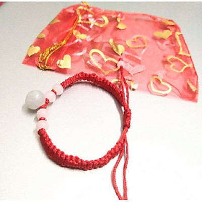 Vòng tay chỉ đỏ may mắn bình an kèm túi đỏ làm quà tặng - túi tiền ngọc