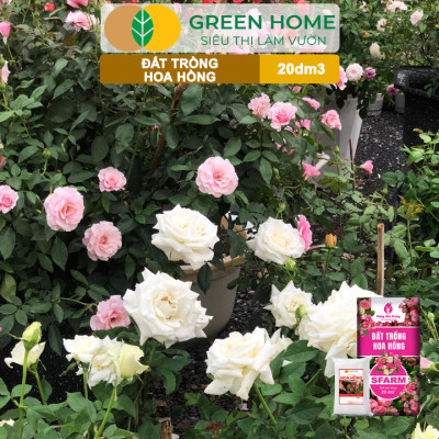 Đất Trồng Hoa Hồng Greenhome, Sfarm, Bao 20dm3 (8kg), Hữu Cơ, Trộn Sẵn, Tiện Lợi, Đầy Đủ Dinh Dưỡng
