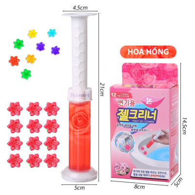 Gel Thơm Bồn Cầu Hoa Khử Mùi Toilet Nhà Vệ Sinh 6 Mùi Hương Thiên Nhiên Ống Bơm 12 Bông