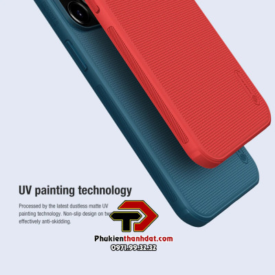 Ốp lưng cho iPhone 14 Pro chính hãng Nillkin chống sốc vân sần - Hàng chính hãng