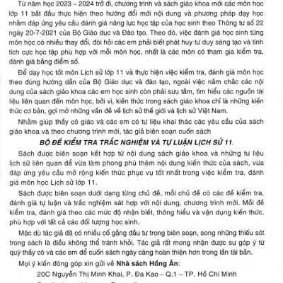 Bộ Đề Kiểm Tra Trắc Nghiệm Và Tự Luận Lịch Sử 11 (Dùng Chung Cho Các Bộ SGK Hiện Hành) _HA