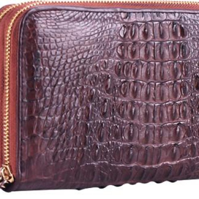 Ví Nữ Da Cá Sấu Nhiều Ngăn Huy Hoàng HT3270 (11 x 22 cm) - Nâu Đất