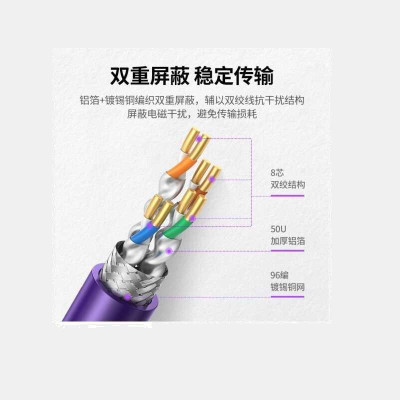 Ugreen UG40320NW125TK 100m OD0.58mm Màu Tím Cat7 Cuộn cáp đồng nguyên chất được bảo vệ kép - HÀNG CHÍNH HÃNG