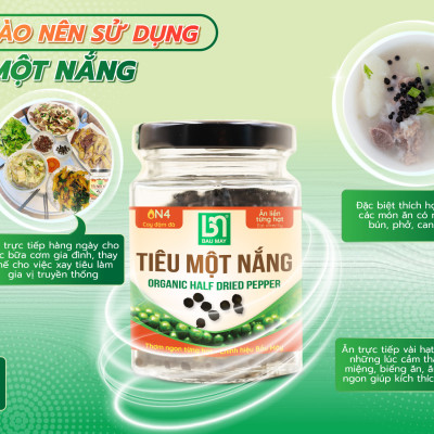 Tiêu một nắng Organic Bầu Mây 35g - Cay cấp độ 4 với độ cay đậm đà, tươi dẻo, cay mềm món khai vị đậm đà tự nhiên, giúp kích thích vị giác, giúp ăn ngon miệng hơn, cải thiện chức năng của hệ tiêu hoá