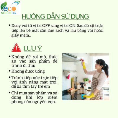 Nước lau kính ECOCARE 4L tinh dầu thiên nhiên xịt đa năng lau bàn ăn lau bếp, khử mùi