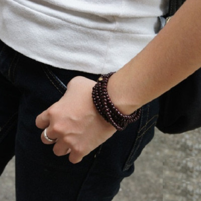 Combo chuỗi đeo tay tràng hạt Phật Giáo, 108 hạt, Gỗ Tự nhiên, Khắc kinh Phật, kèm túi Nhung.