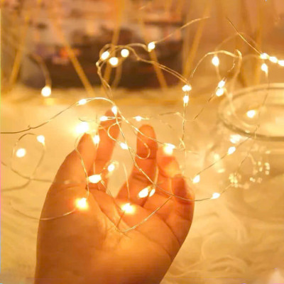 Dây Đèn Led Đom Đóm Sáng Vàng 3 Chế Độ Nháy Dài 3M Tặng Kèm Pin