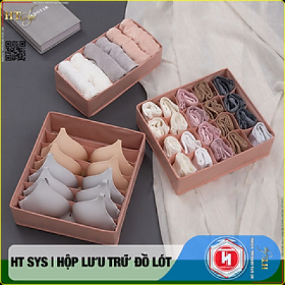 Combo 3 hộp vải đựng bảo quản đồ lót HT SYS - Khay đựng quần áo tất vớ bằng vải không dệt tiết kiệm diện tích 6, 7, 20 ngăn - Hàng Chính Hãng